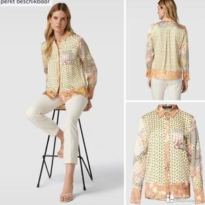 Marc Cain NWOT Brown and Green Patterned Blouse